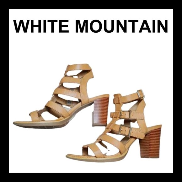 WHITE MOUNTAIN Tan gladiator block heel sandals - Picture 1 of 8